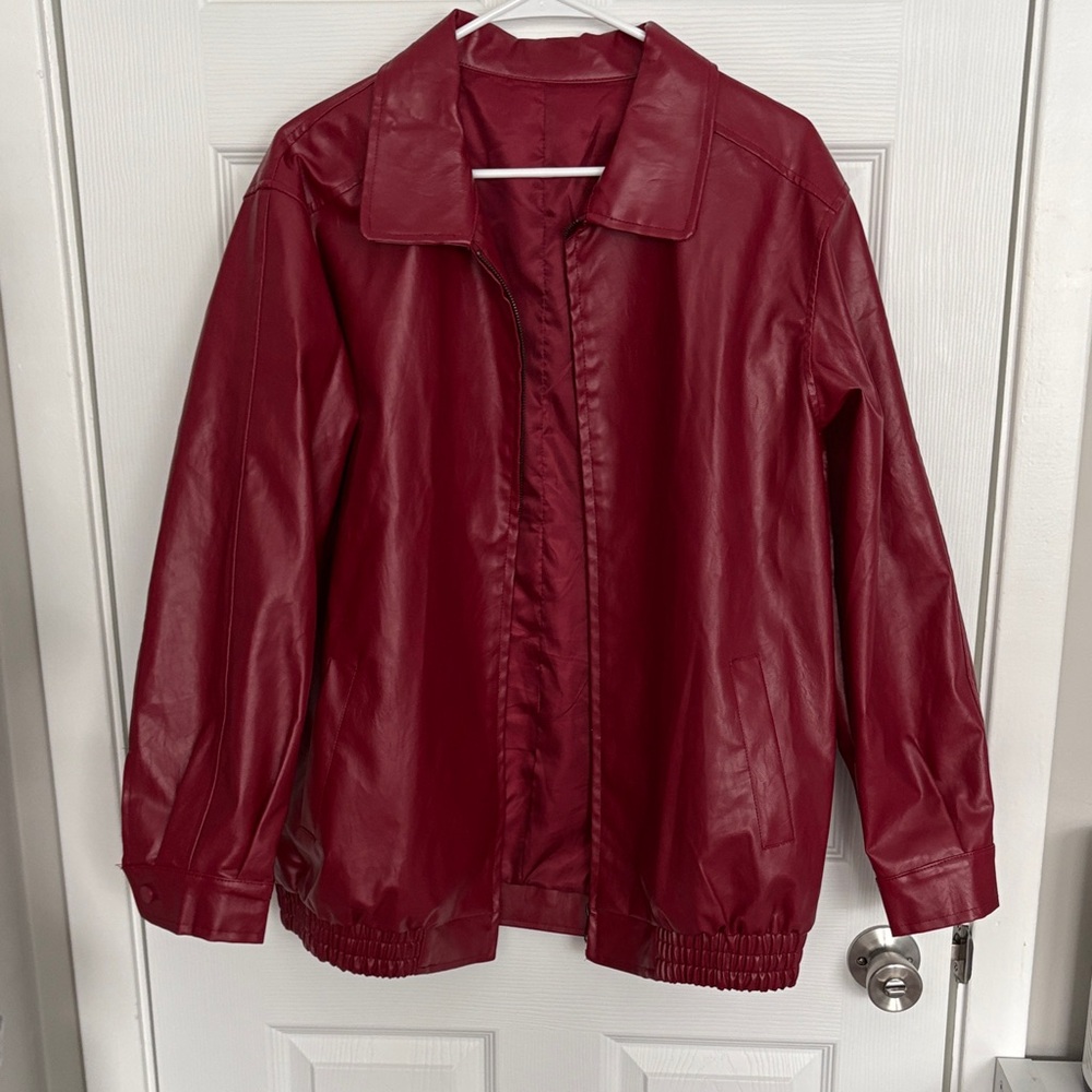 Women's Red Leather Jacket